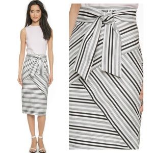 Milly Striped Tie Midi Skirt